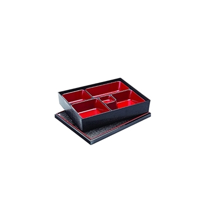 Picture of BENTO BOX, BLACK WITH RED INNER, 10" / 27CM, 5 COMP